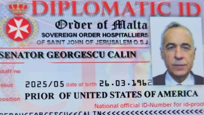 Ce este Ordinul Cavalerilor de Malta. Călin Georgescu avea o legitimație falsă de senator