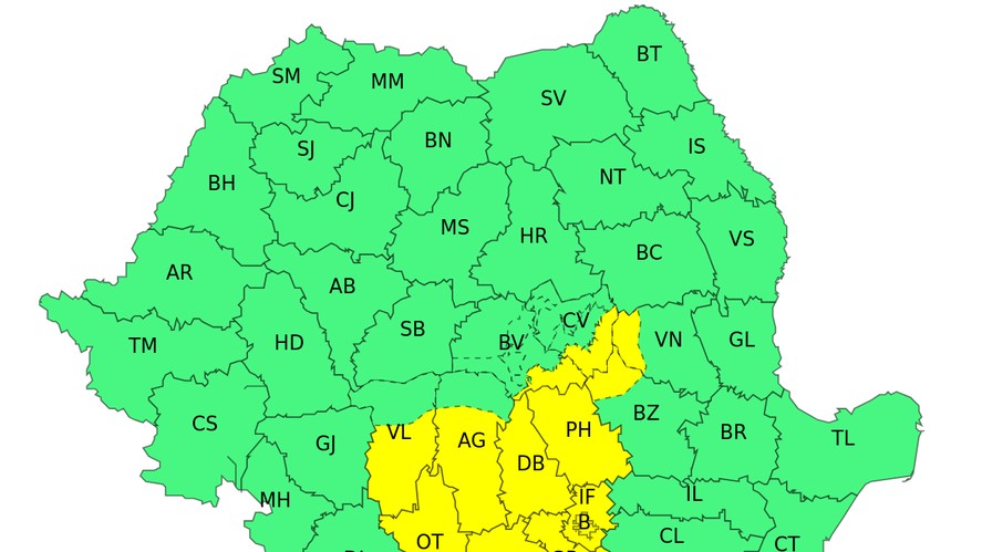 Cod galben ANM în România Ploi puternice și lapoviță și ninsoare la munte. Vremea va deveni mai rece decât în mod normal | Hartă