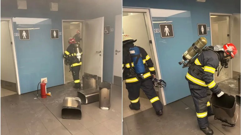 Incendiu la Aeroportul Henri Coandă între terminalele Sosiri și Plecări Suspectă o femeie cu probleme psihiatrice