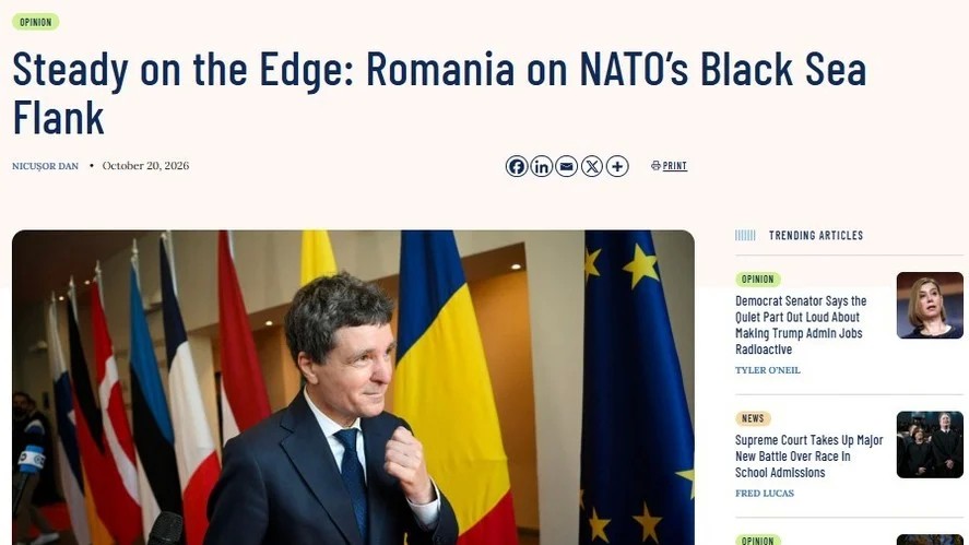 Președintele Nicușor Dan editorial în publicația conservatoare The Daily Signal De ce consolidarea prezenței militare americane în România ar fi un avantaj pentru SUA