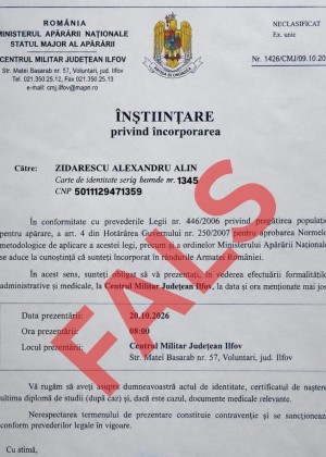 Ordin fals încorporare în armată. MApN acuză dezinformări care au scopul de a crea panică